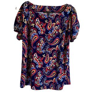 Zoey & Leelo Colorful Short Sleeve Women's Top Medium